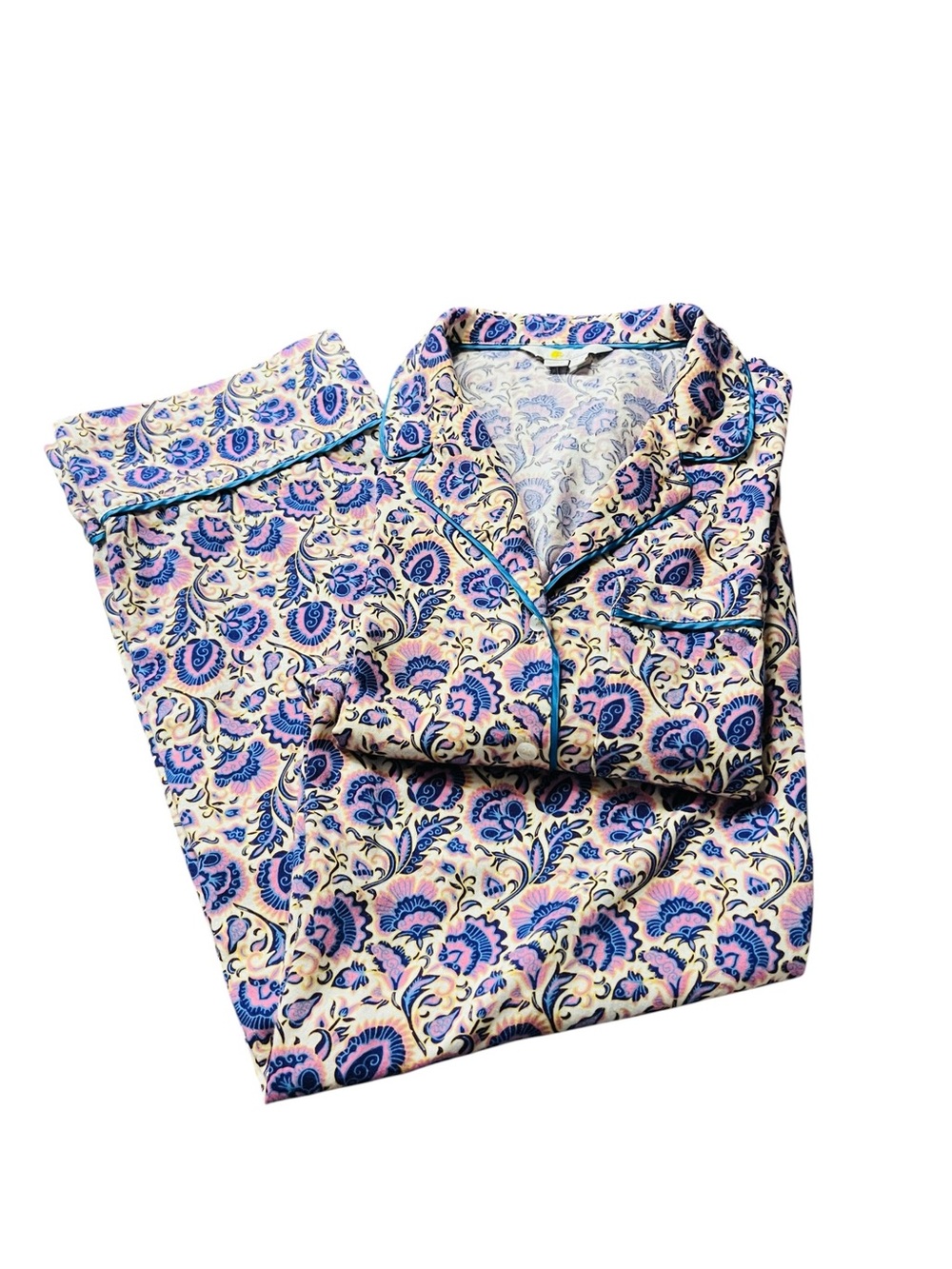 Boden Floral Print Pajama Set in Purple and Teal Size 2